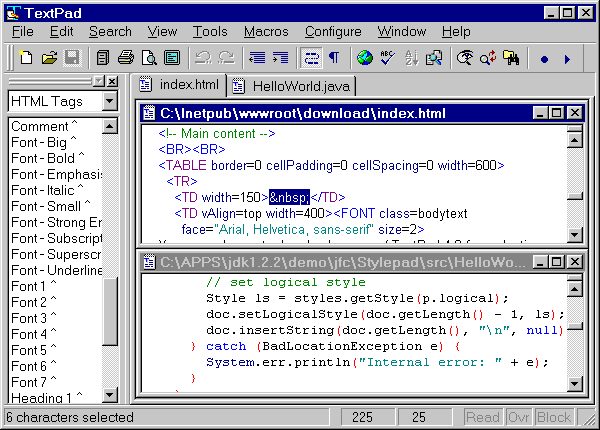 TextPad Screen Shot