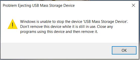 Windows is unable to stop the device